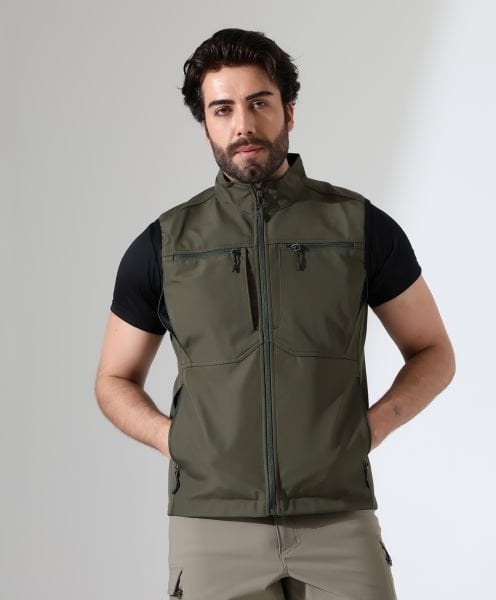 Erkek Outdoor Taktik Shoftshell Yelek Haki