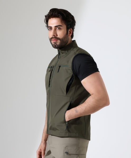 Erkek Outdoor Taktik Shoftshell Yelek Haki