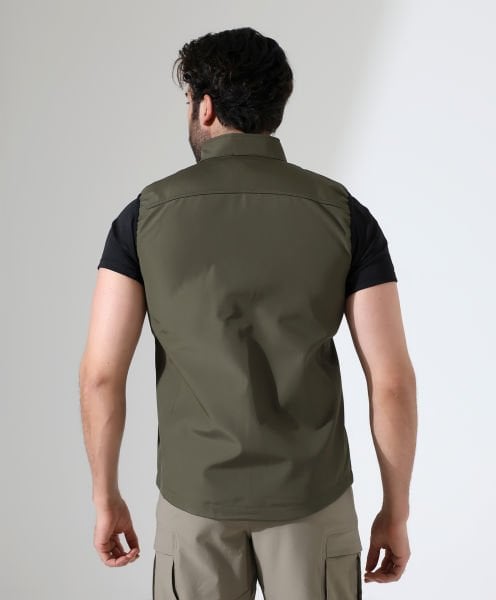 Erkek Outdoor Taktik Shoftshell Yelek Haki