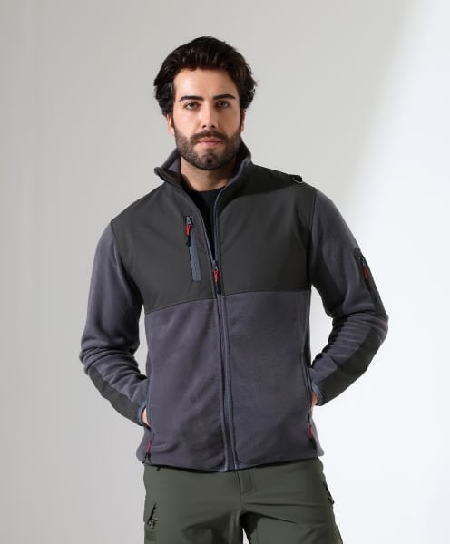 Erkek Outdoor Fermuarlı Polar Gri-Antrasit