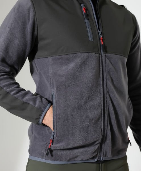 Erkek Outdoor Fermuarlı Polar Gri-Antrasit