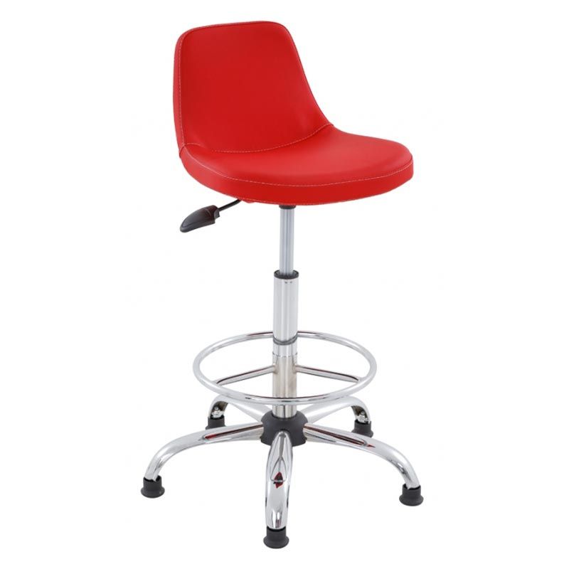 Mini Lodi Krom Yıldız Ayaklı Bar Sandalyesi Kırmızı