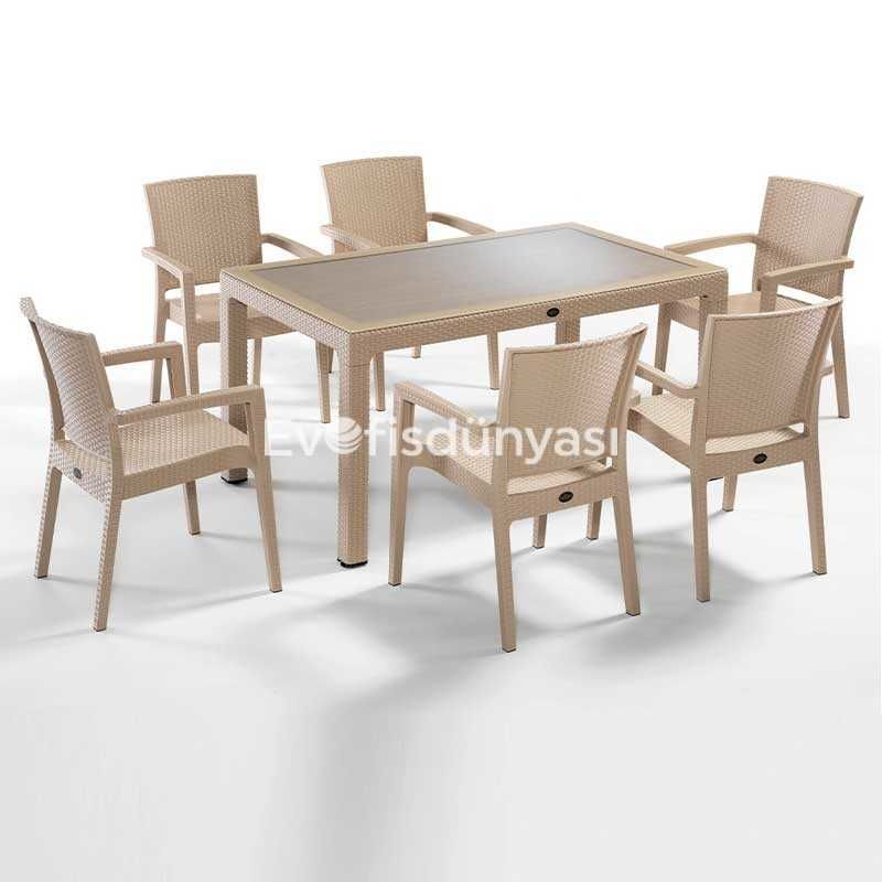 Real 6’lı Masa Sandalye Takımı 90×150 Kapiçino