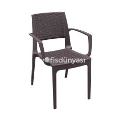 Caprı Rattan Görünümlü Kollu Sandalye