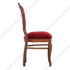Klasik Ahşap Sandalye Ceviz Kırmızı