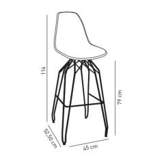 Veos PP Boyalı Metal Ayaklı Bar Sandalyesi