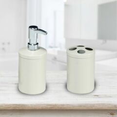 Beyaz Çöp Kovası Banyo Seti 4'lü Tuvalet Fırçası Sabunluk Diş Fırçalık