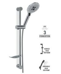 Sürgülü Cuba Duş Başlığı Sistemi 3 Fonksiyonlu