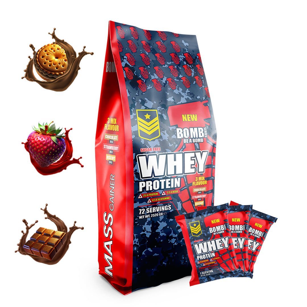 BOMB SERİES WHEY PROTEİN ŞASE 3 MİX FLAVOUR 72 ŞASE