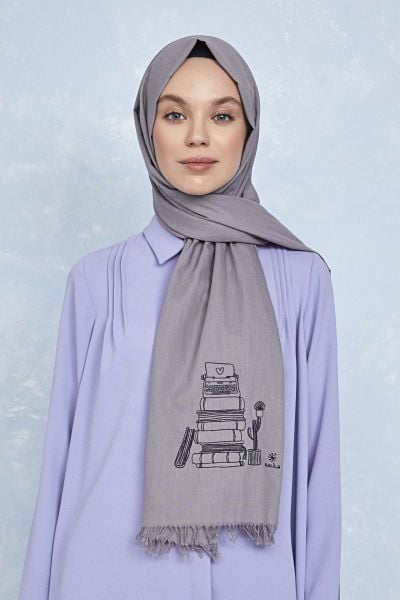Outlet Düş Peşine Kariyer %100 Pamuk Şal Gri (NAKIŞLI)