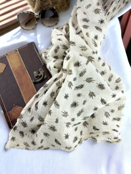OUTLET Kalila %100 Pamuk Desenli Şal Kahve