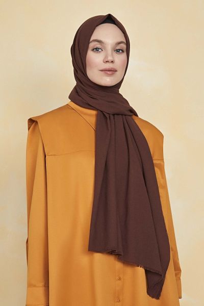OUTLET Organik Boyalı %100 Pamuk Şal Çikolata Kahve