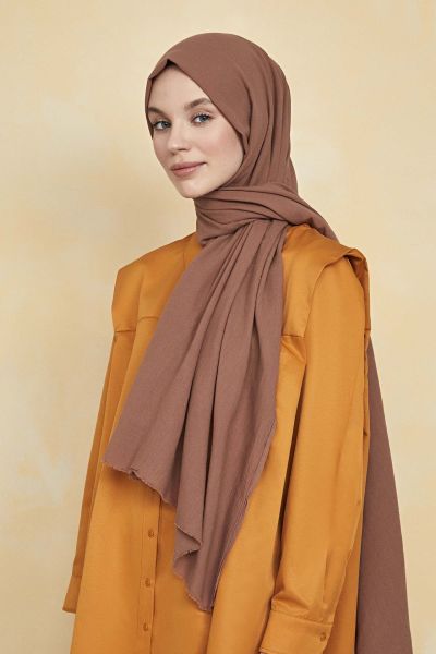 OUTLET Organik Boyalı %100 Pamuk Şal Kahve