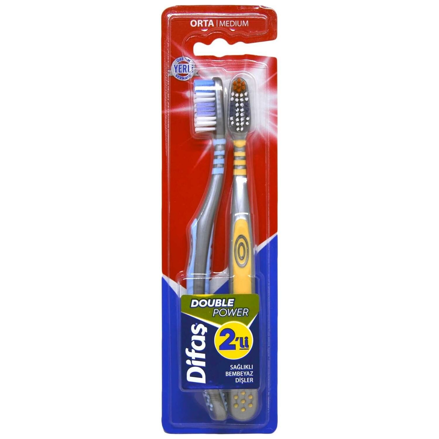 DİFAŞ DOUBLE POWER ORTA 2'Lİ DİŞ FIRÇASI