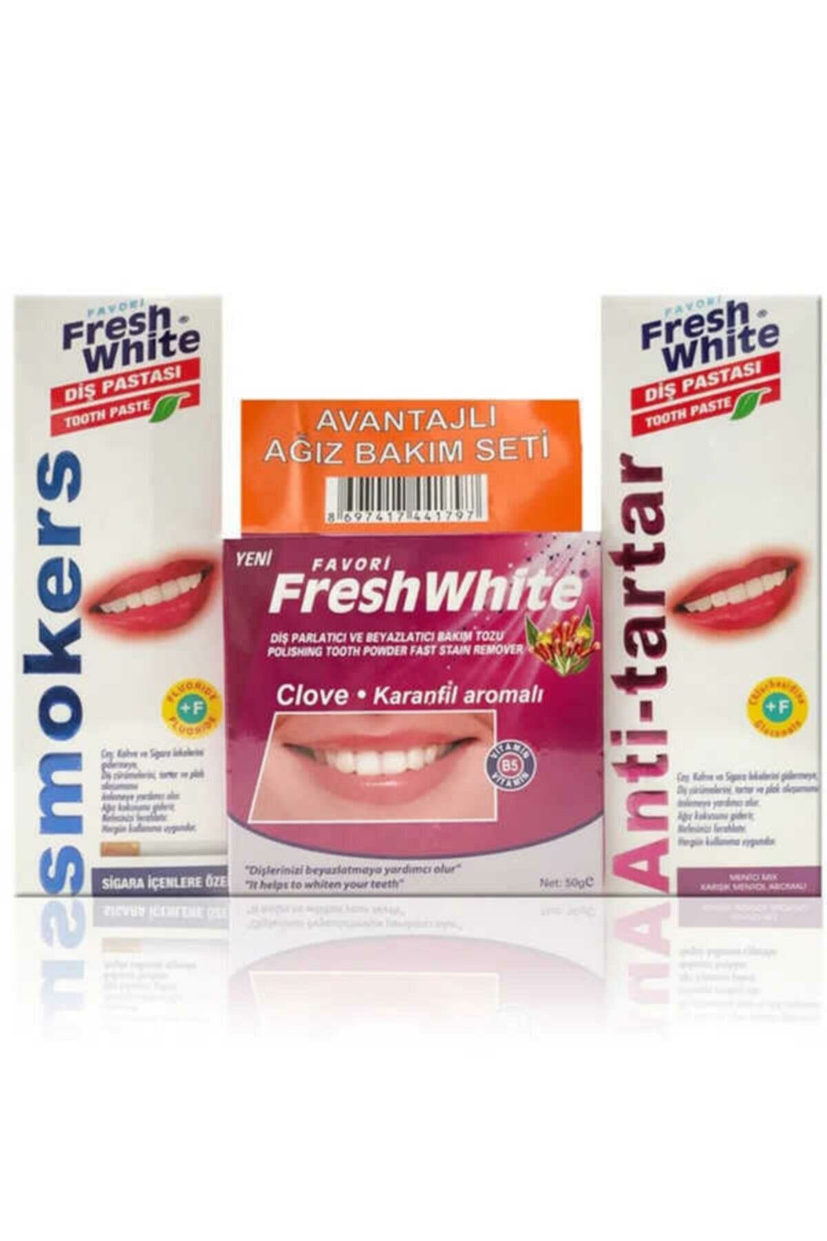 FRESH WHİTE ( KARANFİL ) DİŞ TOZU+DİŞ PASTASI AĞIZ BAKIM SETİ