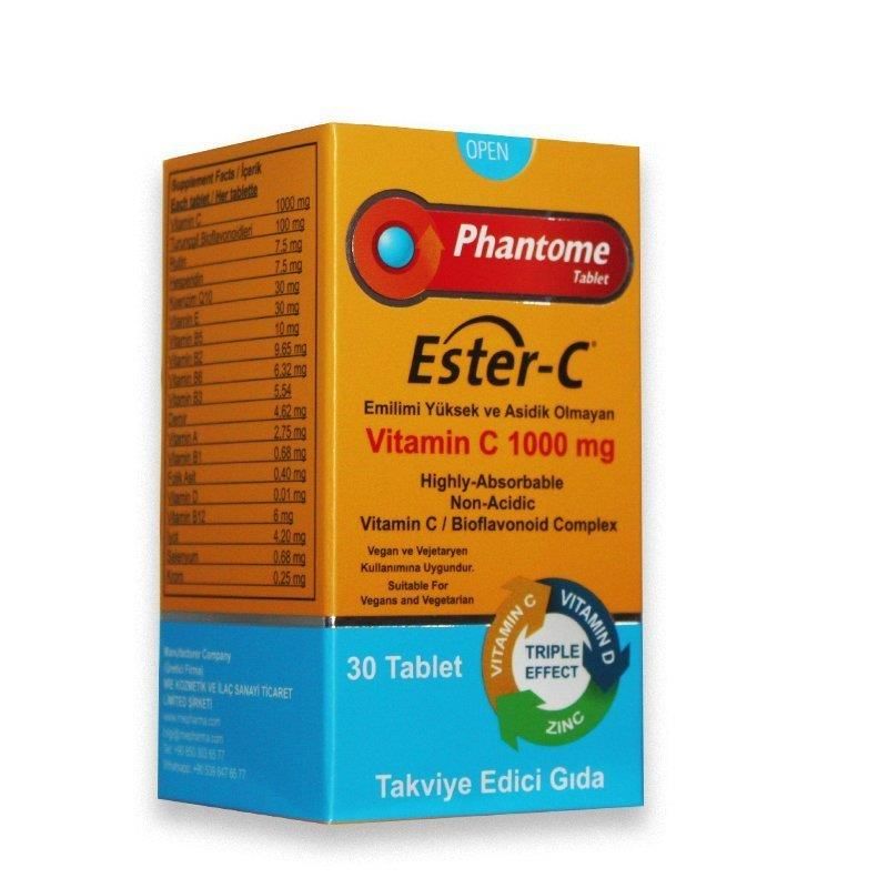 PHANTOME ESTER-C VİTAMİN C 1000 MG ÇİNKO 30 TABLET