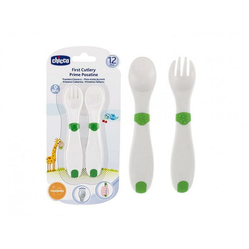 CHİCCO 082 İLK KAŞIK VE ÇATAL SETİM 12AY+ YEŞİL