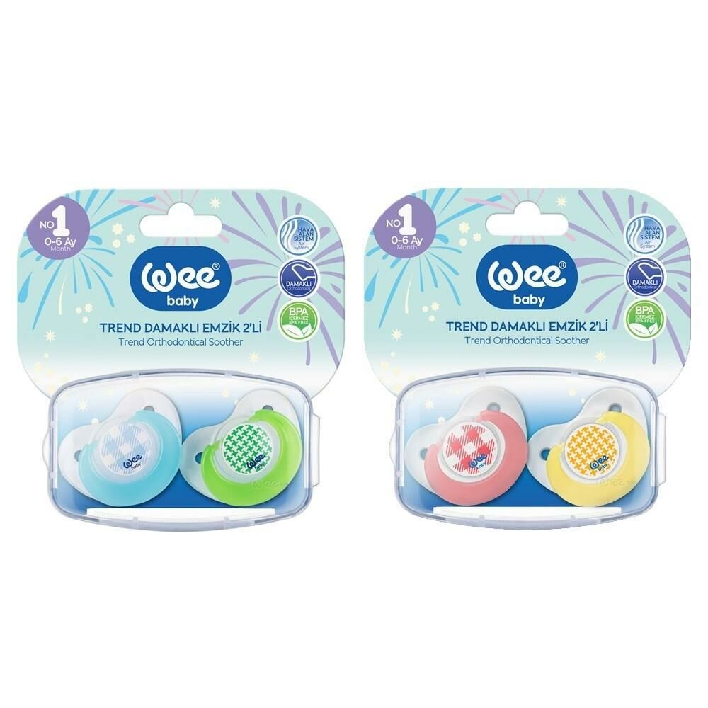 WEE BABY 154 2'Lİ TREND DAMAKLI EMZİK NO:1 (SAKLAMA KABI HEDİYELİ)