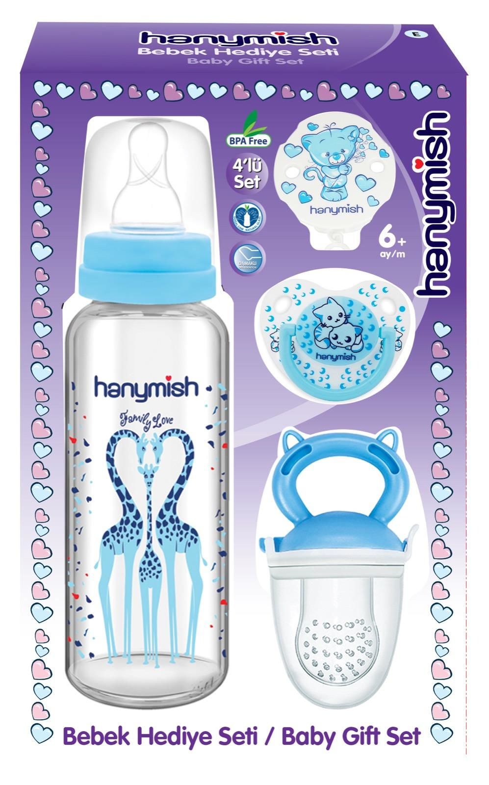 HANYMİSH 653 BEBEK 4'LÜ MAVİ HEDİYE SET