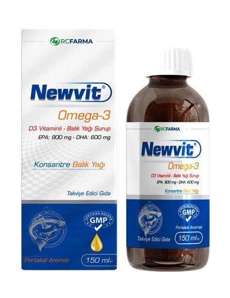 NEWVİT OMEGA-3 D3 VİTAMİNLİ BALIK YAĞI ŞURUBU 150 ML ( RCFARMA