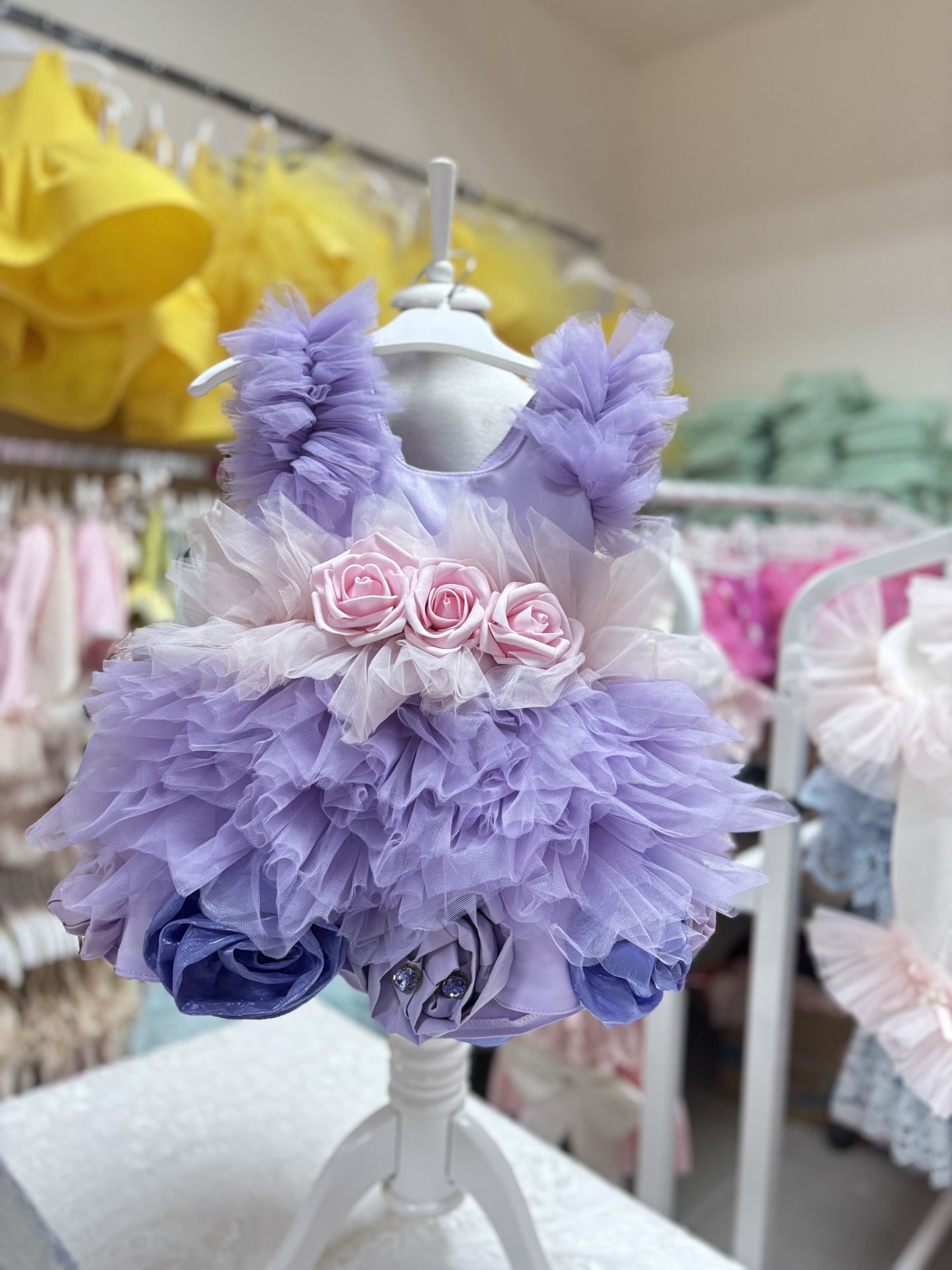 Purple Puffy Flowers Dress
