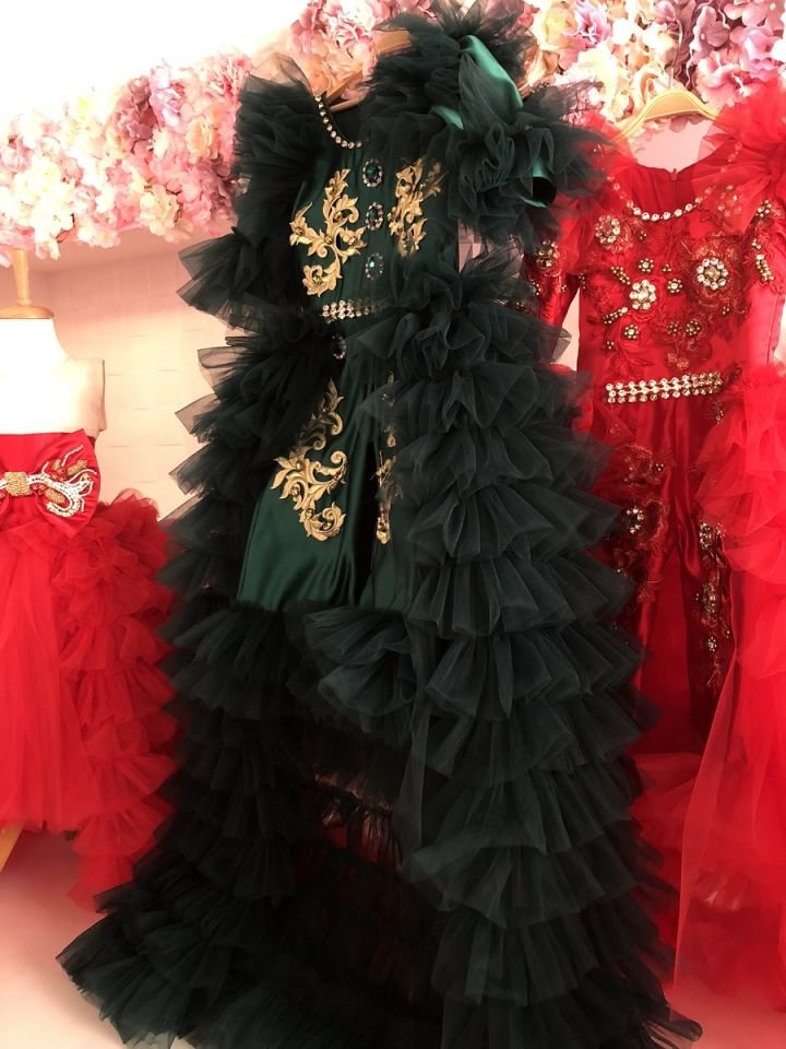 Quinn Holiday Dress (Emerald Green) And Hair Bow