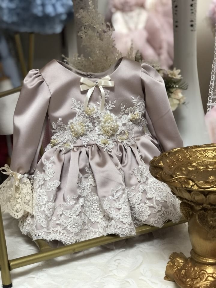 Baby Dress And Bonnet