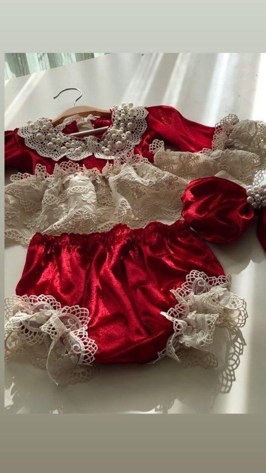 Red Velvet Vintage Outfit Two pieces set