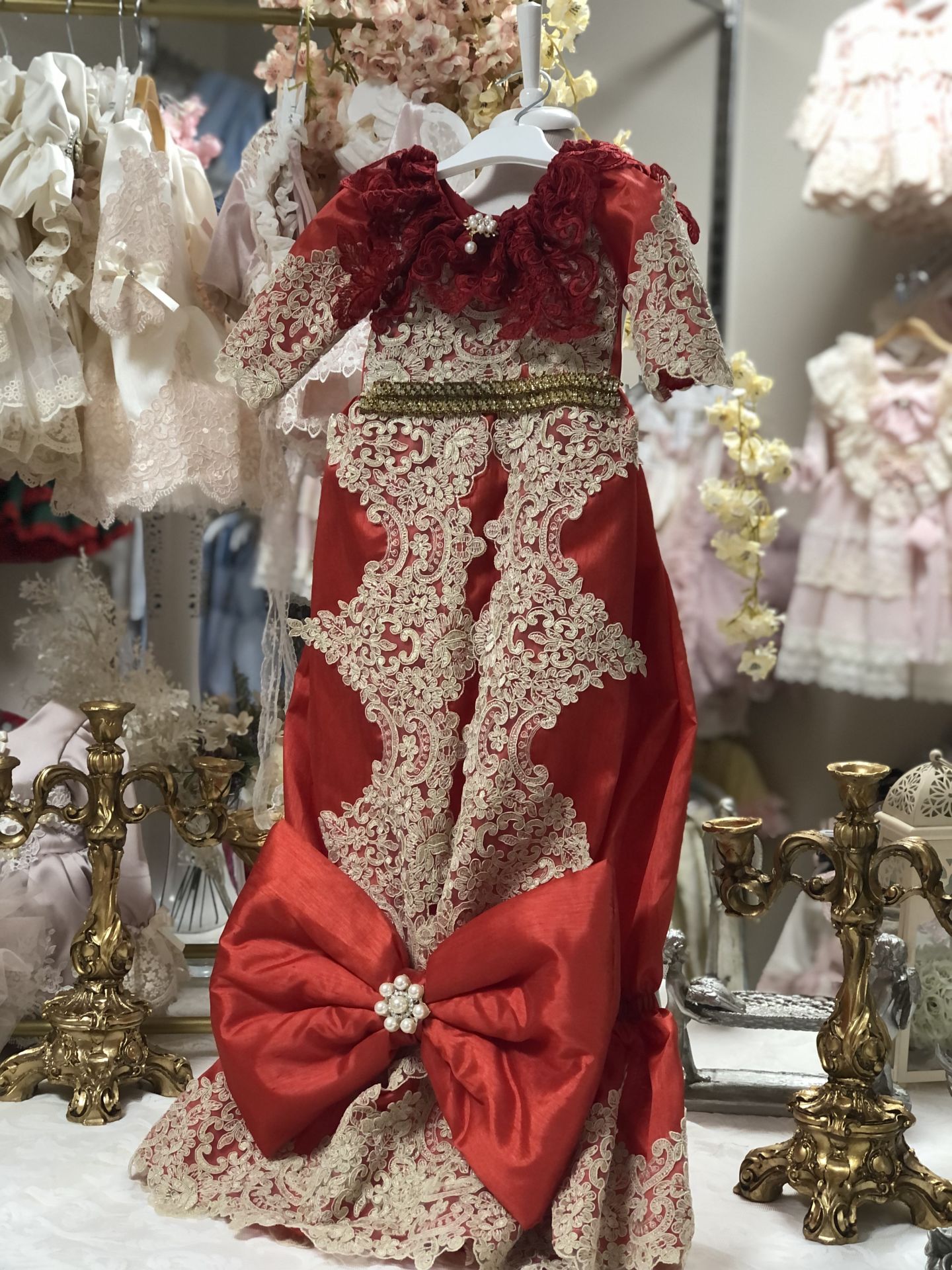 Red Baby Gown And HairBow