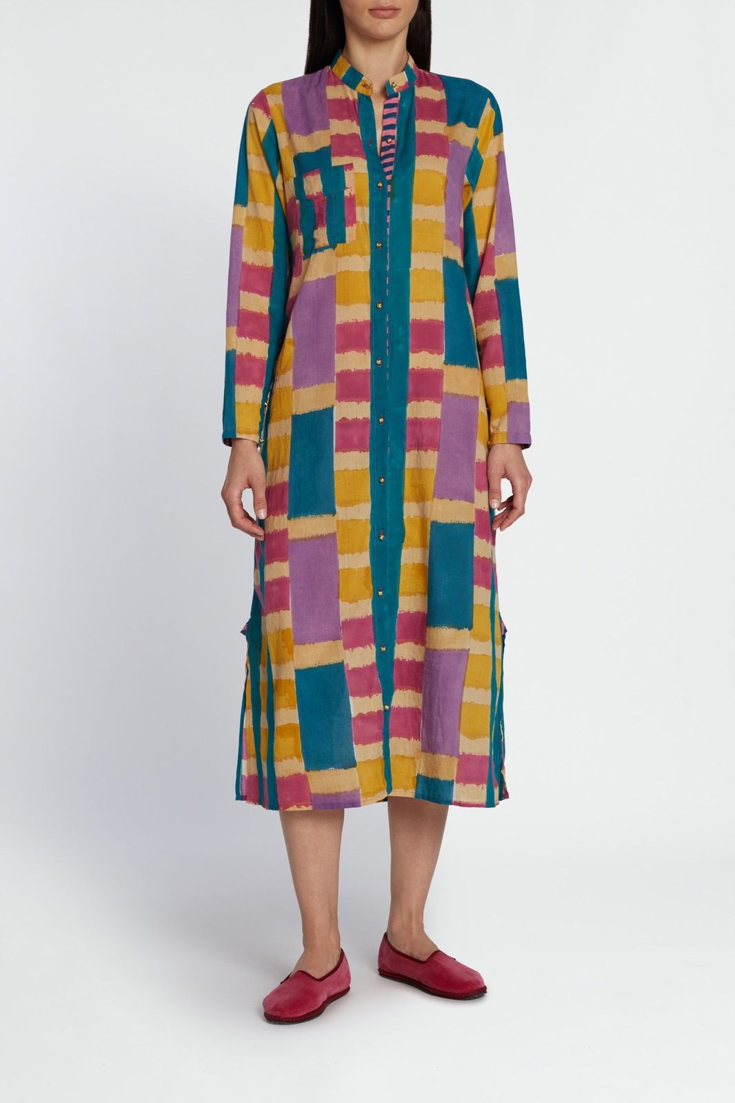 LONG OPEN KURTA Ankara Mustard
