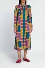 LONG OPEN KURTA Ankara Mustard