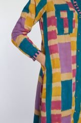 LONG OPEN KURTA Ankara Mustard