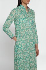 LONG KURTA Arabesque Design Natural Turquoise