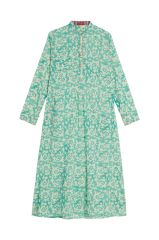 LONG KURTA Arabesque Design Natural Turquoise
