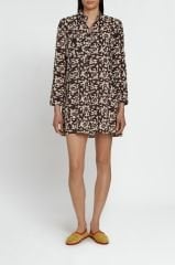 SHORT KURTA Arabesque Design Natural Coffee