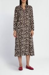LONG OPEN KURTA Arabesque Design Natural Coffee