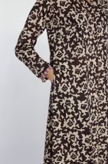 LONG OPEN KURTA Arabesque Design Natural Coffee