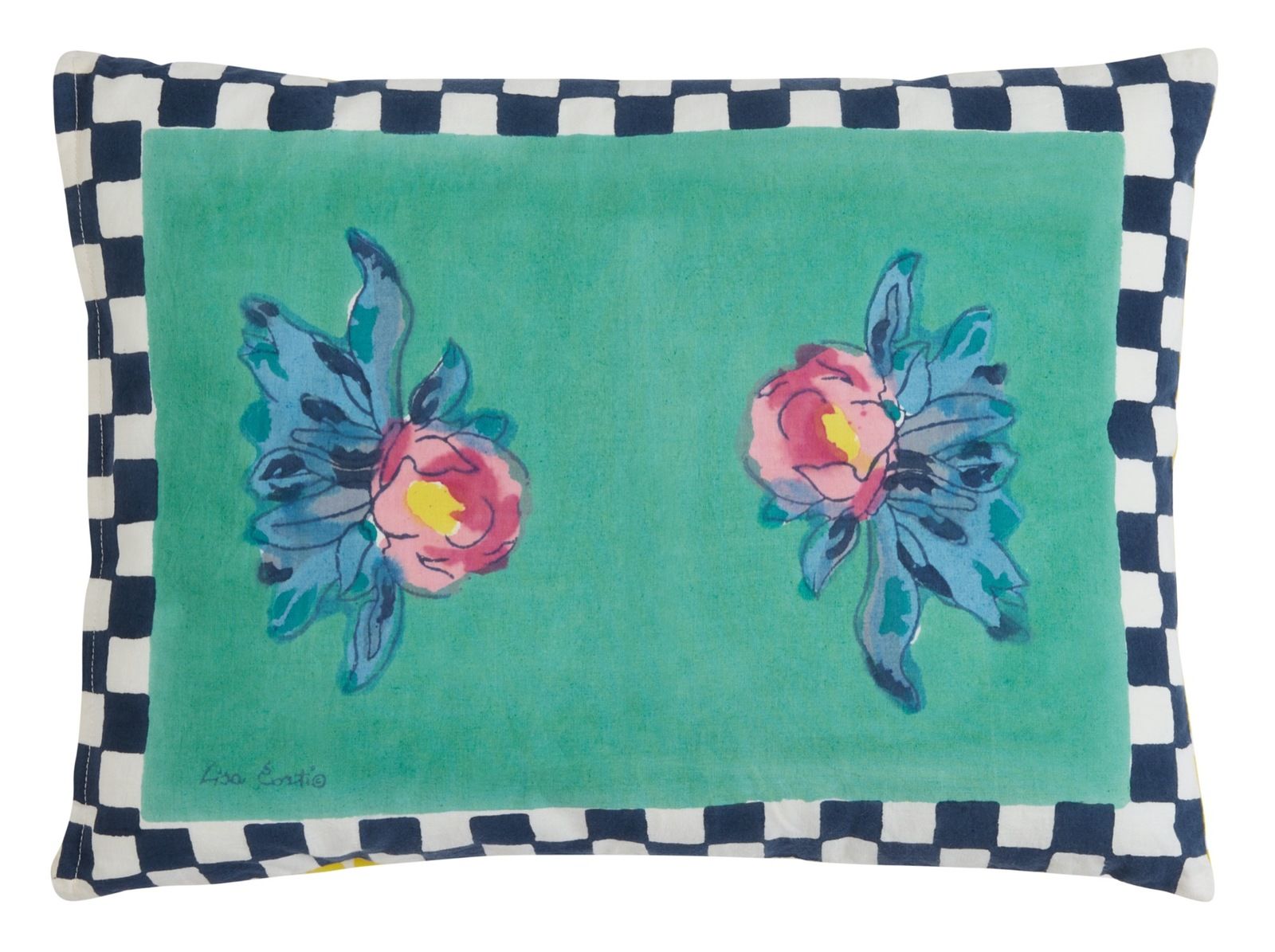COTTON CUSHION 30x40cm Tiles Green