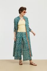 Long Open Kurta Spiral Peacock Natural