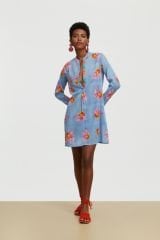 Short Kurta Arabesque Flower Light Blue