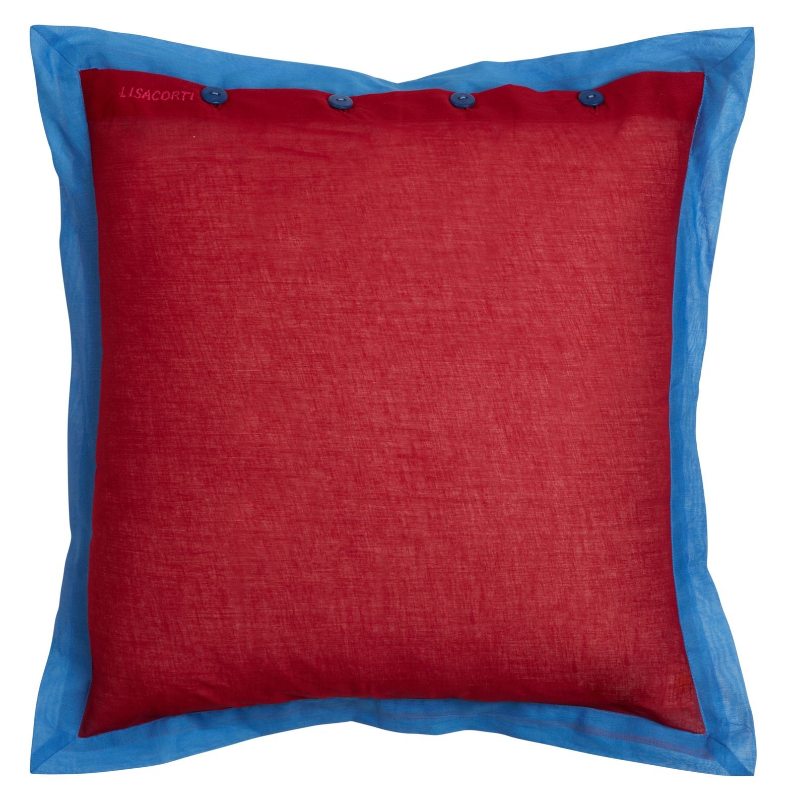 Organza Cotton Cushion 45x45cm Bicolor Cherry Red Pervinch