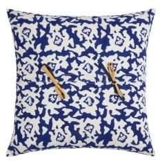 Cotton Cushion Cover 45x45cm Arabesque Corolla Blue Natural