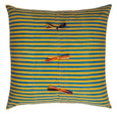 Cotton Cushion Cover 60x60cm Arabesque Corolla Blue Natural