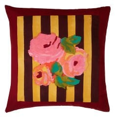 Cotton Cushion Cover 60x60cm Nizam Stripes Mustard Maroon