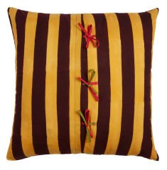 Cotton Cushion Cover 60x60cm Nizam Stripes Mustard Maroon