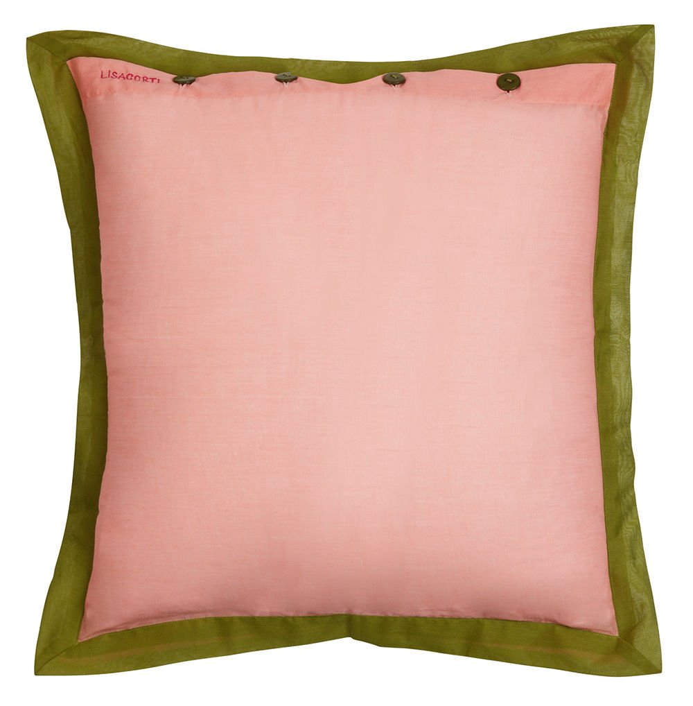 Organza Pillow Cover 45x45cm Bicolor Peach Leaves Green