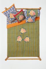 Reversible Quilt 250x270cm Arabesque Corolla Blue Natural