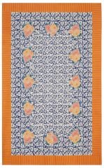 Cotton Cloth 180x350cm Arabesque Corolla Blue Natural