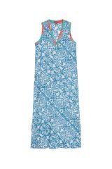 Cheack Dress Damask Design White Blue