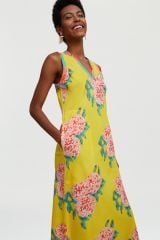 Cheack Dress Leopard Flower Yellow